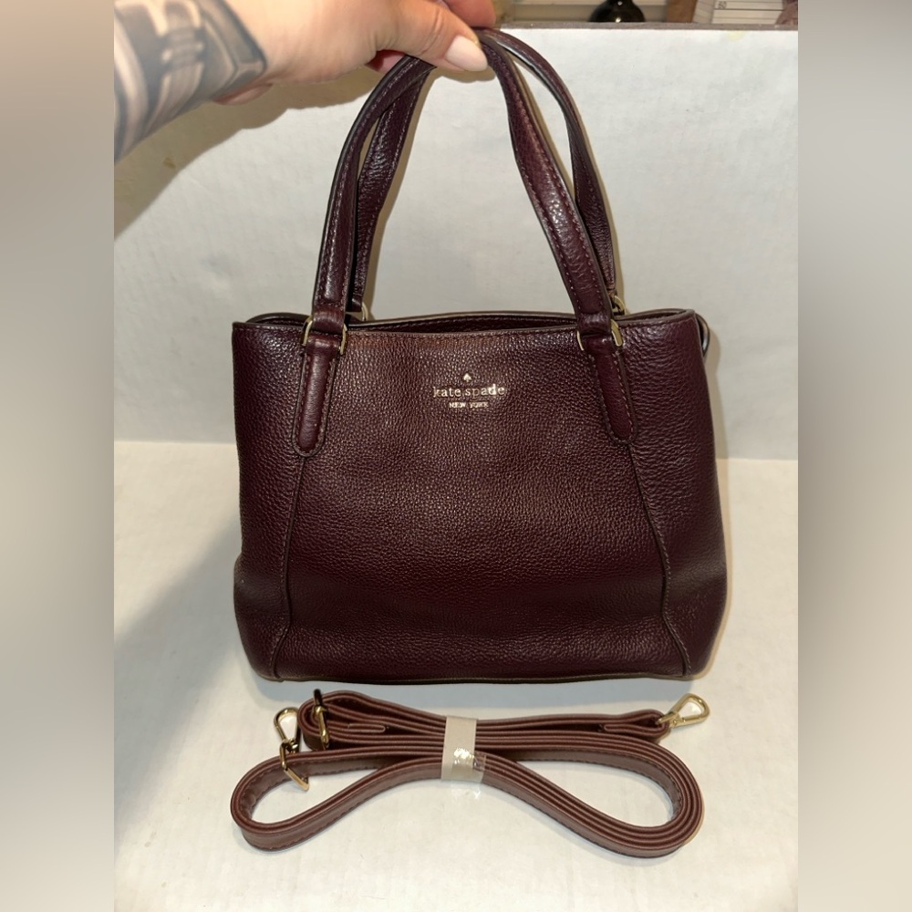 Kate Spade Purple Leather Satchel with Gold Accents